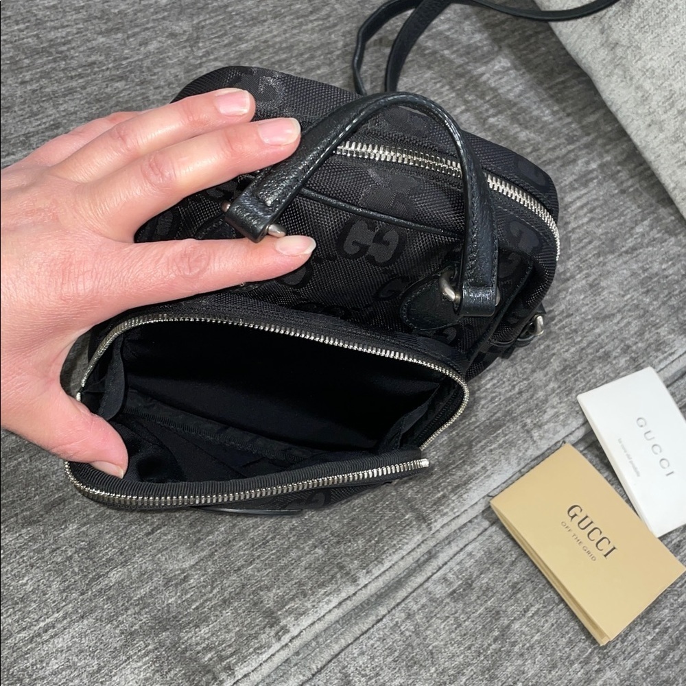 GUCCI GG Nylon Monogram Off The Grid Shoulder Crossbody Bag Black - Picture 11 of 15